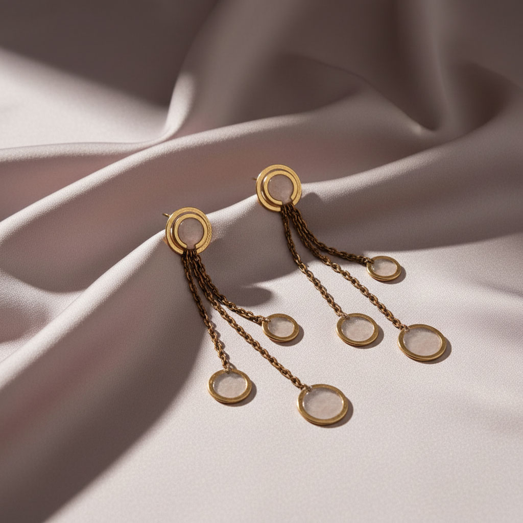 Eleganti e raffinati, gli orecchini Cupa Drops combinano catene sottili e elementi circolari
luminosi per creare un design dinamico e contemporaneo. Realizzati in ottone e alluminio
anodizzato con dettagli in resina artistica, sono sorprendentemente leggeri e confortevoli
da indossare tutto il giorno. Perfetti per aggiungere un tocco di luce e movimento sia ai
look quotidiani che a quelli più eleganti.